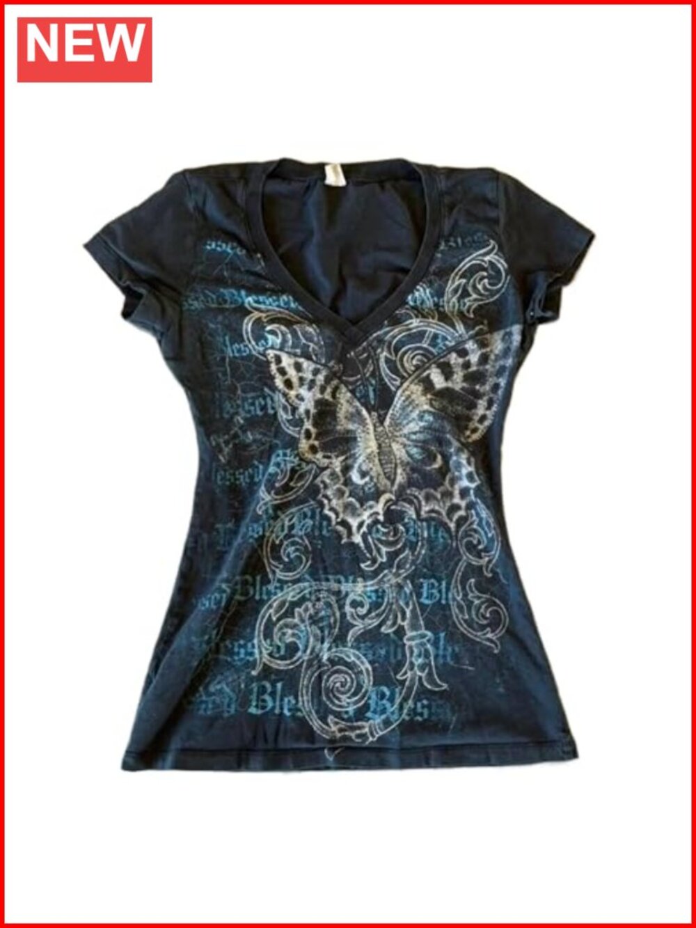 Grunge Emo Y2k Graphic Tee Women's V-Neck Short Sleeve Crop Top